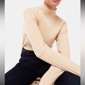 Whistles Ivory Textured High Neck Sweater, size 12